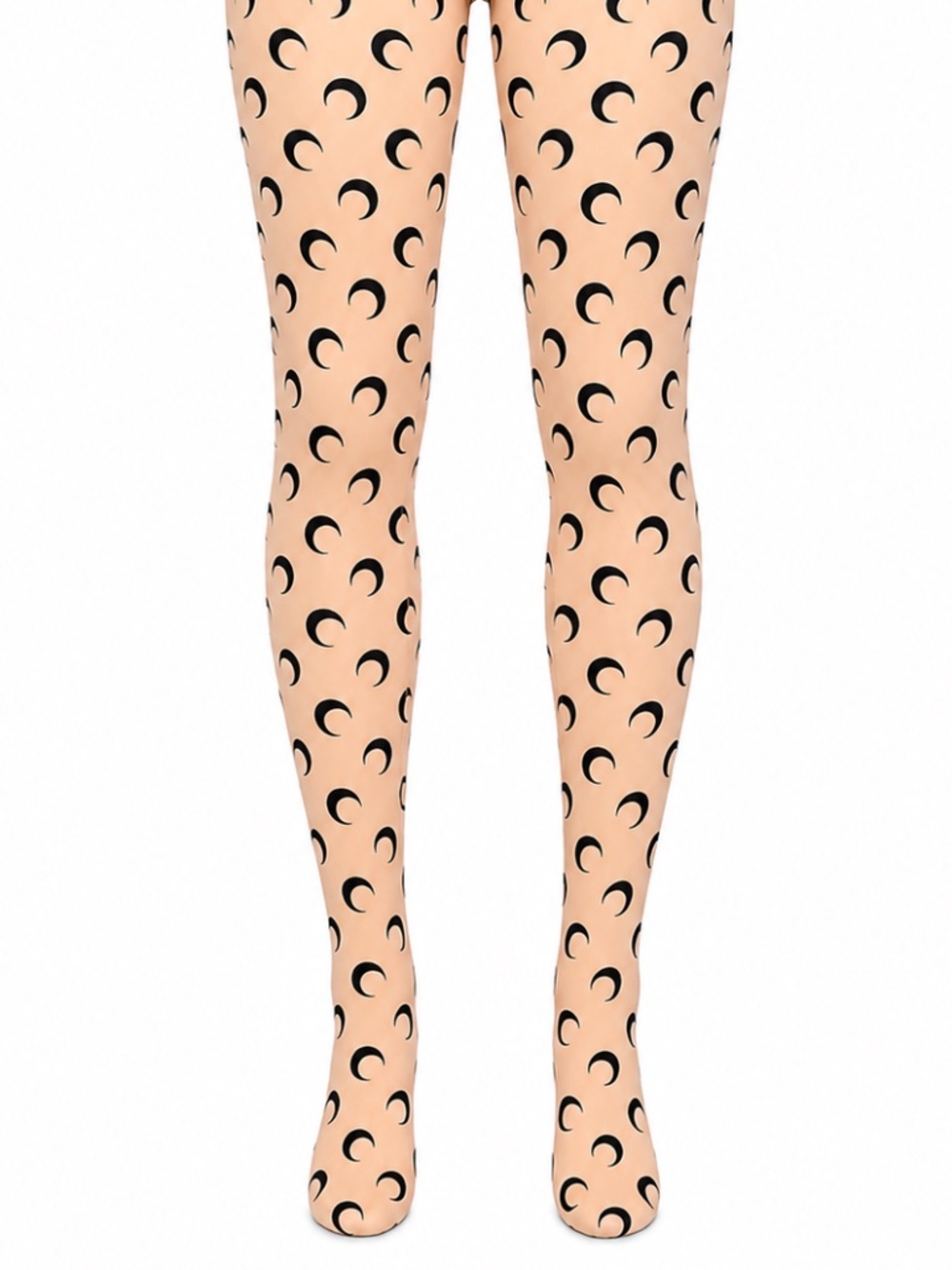 Marine Serre Moon Print Footed Leggings Tights Beige Black